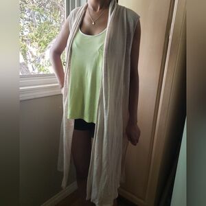 Cynthia Rowley 100% linen long sleeveless cardigan large